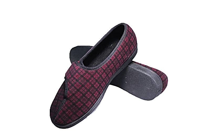 Comfylux PAUL MS236 Touch Fastening Checked Extra Wide Fitting Slipper 