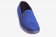 mens hard sole blue vegan velour slippers