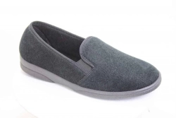 hard sole black velour mens' slipper
