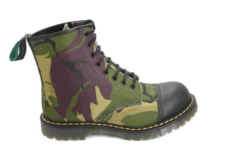 Camouflage Ankle Boot: 14 lace, steel toe cap, Solovair sole