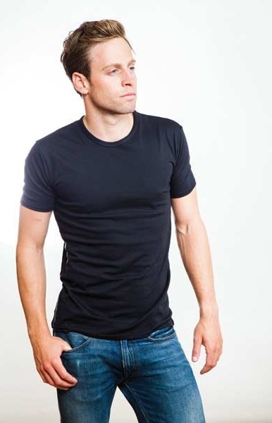 Dark Blue T shirt 140gsm thin cotton made in UK