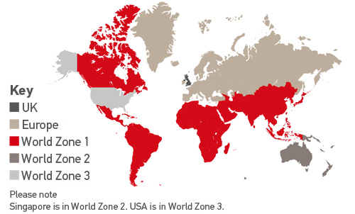 Royal Mail Zones for posting vegan shoes from the UK