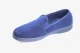 mens slipper, hard sole blue microfibre with an embroidered lion
