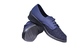 Summer heel shoe with a lace-up dark blue top