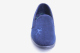 mens slipper, hard sole blue microfibre with an embroidered lion