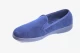 mens slipper, hard sole blue microfibre with an embroidered lion