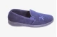 mens slipper, hard sole blue microfibre with an embroidered lion