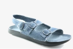 vegan womens sandals with a denim top and open toe, made in UK