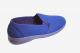 mens hard sole blue vegan velour slippers