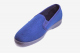 mens hard sole blue vegan velour slippers